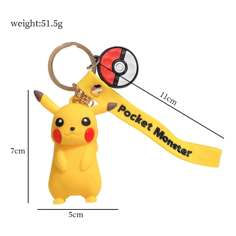 New Pokemon Pikachu Keychain Anime* Cartoon Key Chain Charmander Psyduck* Fashion Keyring Pendant Accessories Toys Kids Gifts*