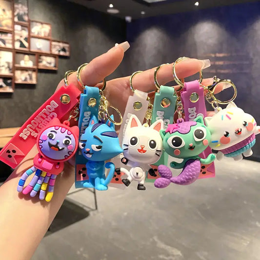 Kawaii Gabby Dollhouses Girl Cute Keychain Kids Cartoon PVC Keyring Children Anime Key Chain Backpack Pendant Birthday Gift 2025