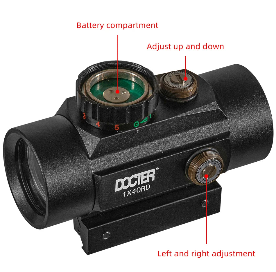 1x40 Riflescope Tactical Red Dot Scope Sight Hunting Holographic Green Dot Sight With 11mm 20mm Rail Mount Collimator Sight