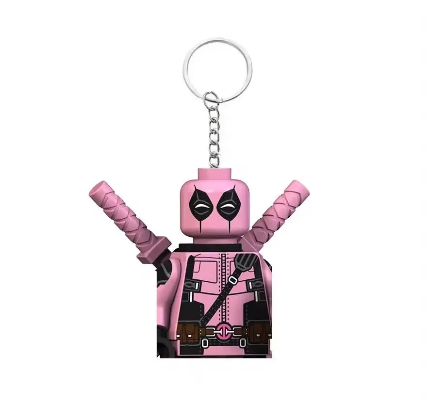 12 Style Marvel Deadpool & Wolverine Keychain Superhero Creative Building Blocks Cartoon Pendant Bag Keychain Accessories Fans