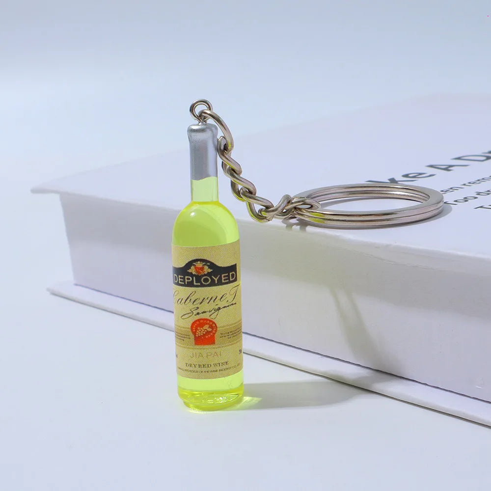 1PC Trendy Acrylic Simulated Wine Bottle Keychain for Man with Cool Charm, Decorative Accessory for Keys,Bags & Backpacks Gift
