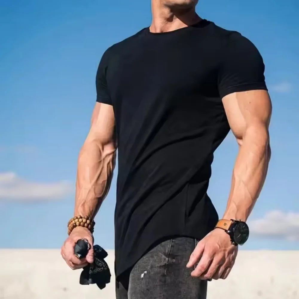 Muscle fitness T-shirts, sports training T-shirts, high-quality cotton T-shirts for men, fitness and sports T-shirts