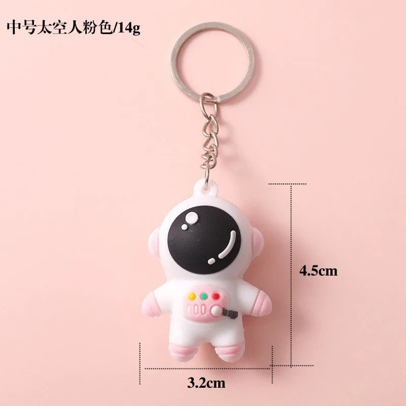 1PCS PVC Cartoon Planet Tour Astronaut Keychain Cute Astronaut Couple Chain Soft Rubber Small Pendant Key Ring Gift Aesthetic