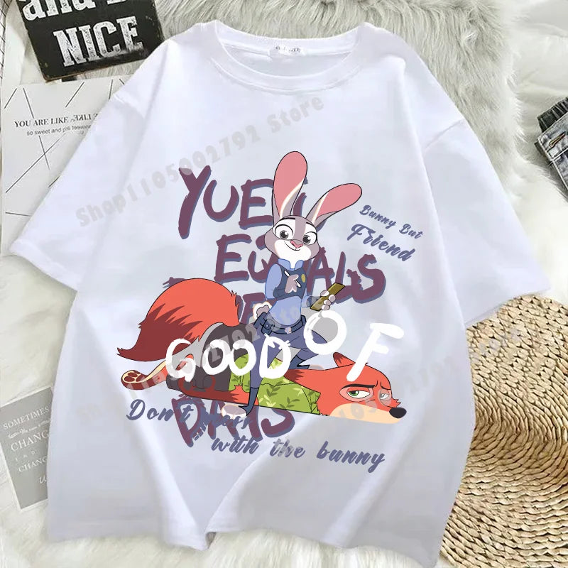 Zootopias Outfit T Shirt for Men Women Tee Judy Nick Movie Oversize Shirts Fashion Loose Cotton Clothing Love Gift for Couple