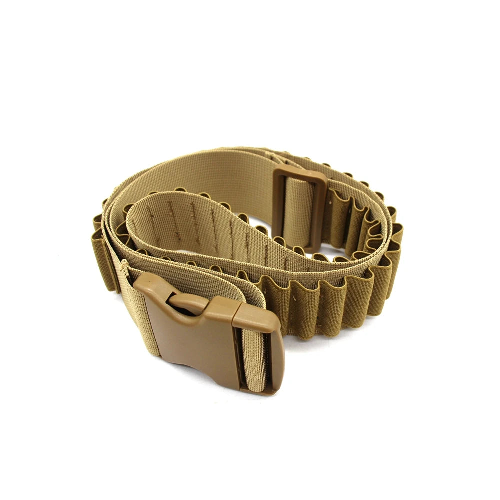 Tactical 50-Rounds Rifle Bullet Cartridge Bandolier Ammo Belt Sling with 2-Round Bullet Holder Patch for 308 Cal. 30-30 30-06