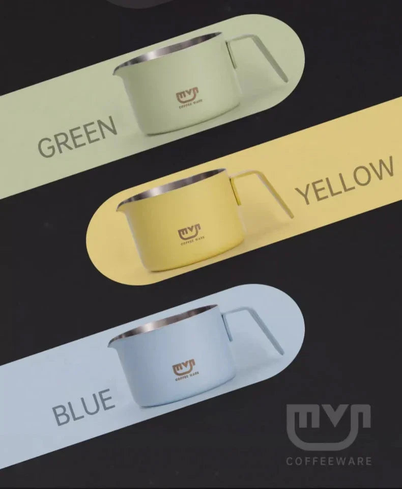 MUVNA Espresso Mug - Star Rain, 100ml Stainless Steel Coffee cup with Scale, Coffee Mugs with Handle, Colourful, Black & White