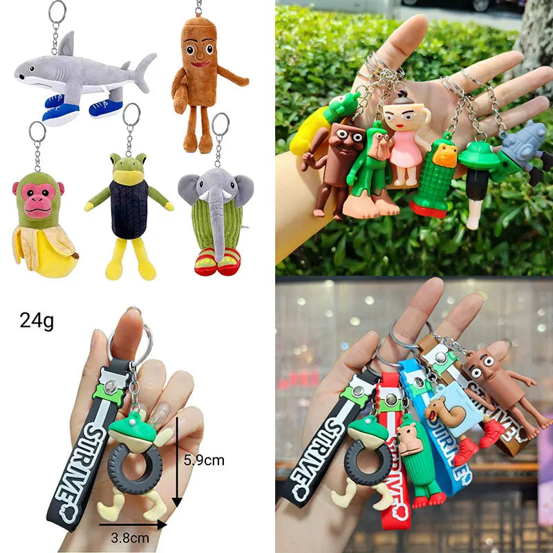 Tungtung Sahur Brainrot Figurine Keychains Shark Tralalero Tralala Plush Keychain Ballerina Cappuccino Brr Patapim Keyrings Deco