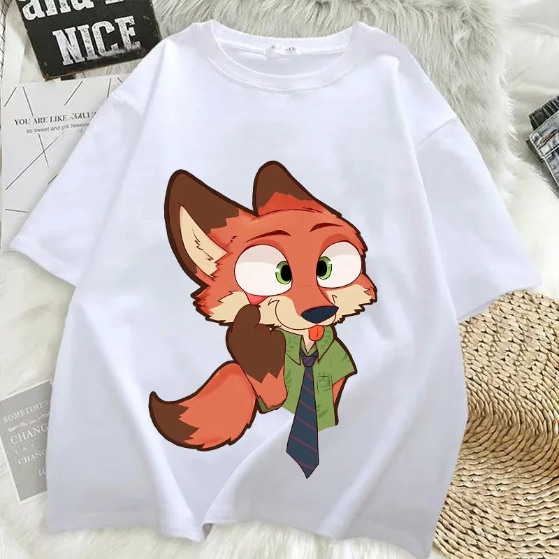 Zootopias Outfit T Shirt for Men Women Tee Judy Nick Movie Oversize Shirts Fashion Loose Cotton Clothing Love Gift for Couple