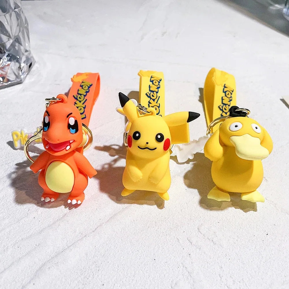 New Pokemon Pikachu Keychain Anime* Cartoon Key Chain Charmander Psyduck* Fashion Keyring Pendant Accessories Toys Kids Gifts*