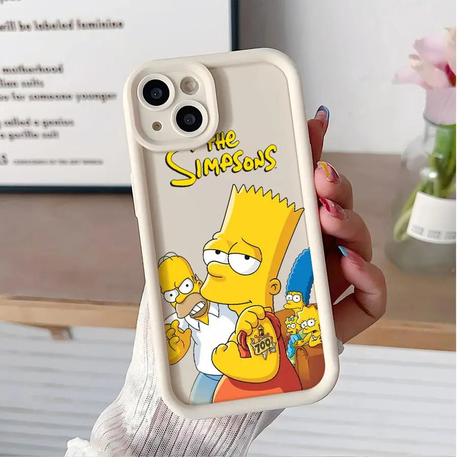 Funny Cartoon SimpsonS Phone Case for iPhone 15ProMax 13 Mini 12 Pro 16 11 Pro SE XS Max 8 7 XR 14 Plus Soft Cover Luxury