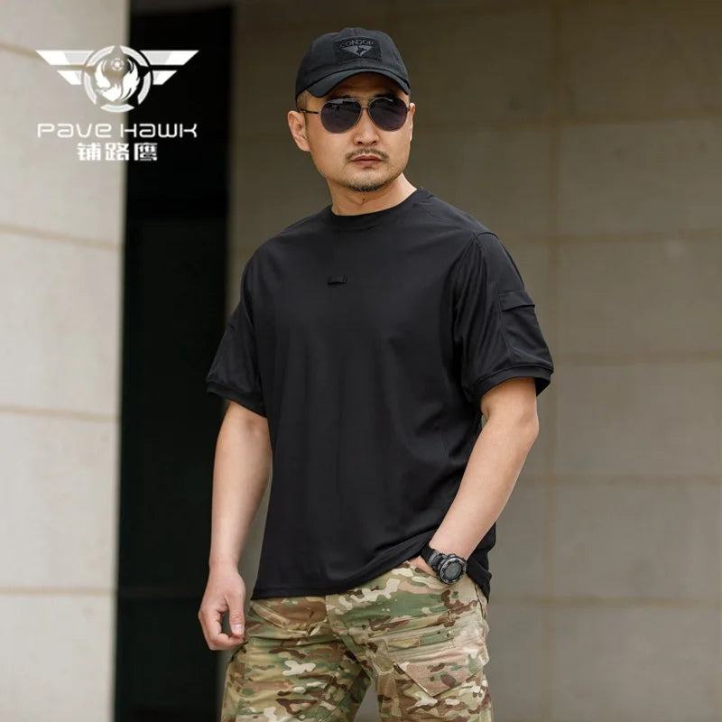 Men's Army Tactical T-shirt Military Training Quick-drying Breathable Short Sleeves Summer Beach Sun Protection Casual T-shirt