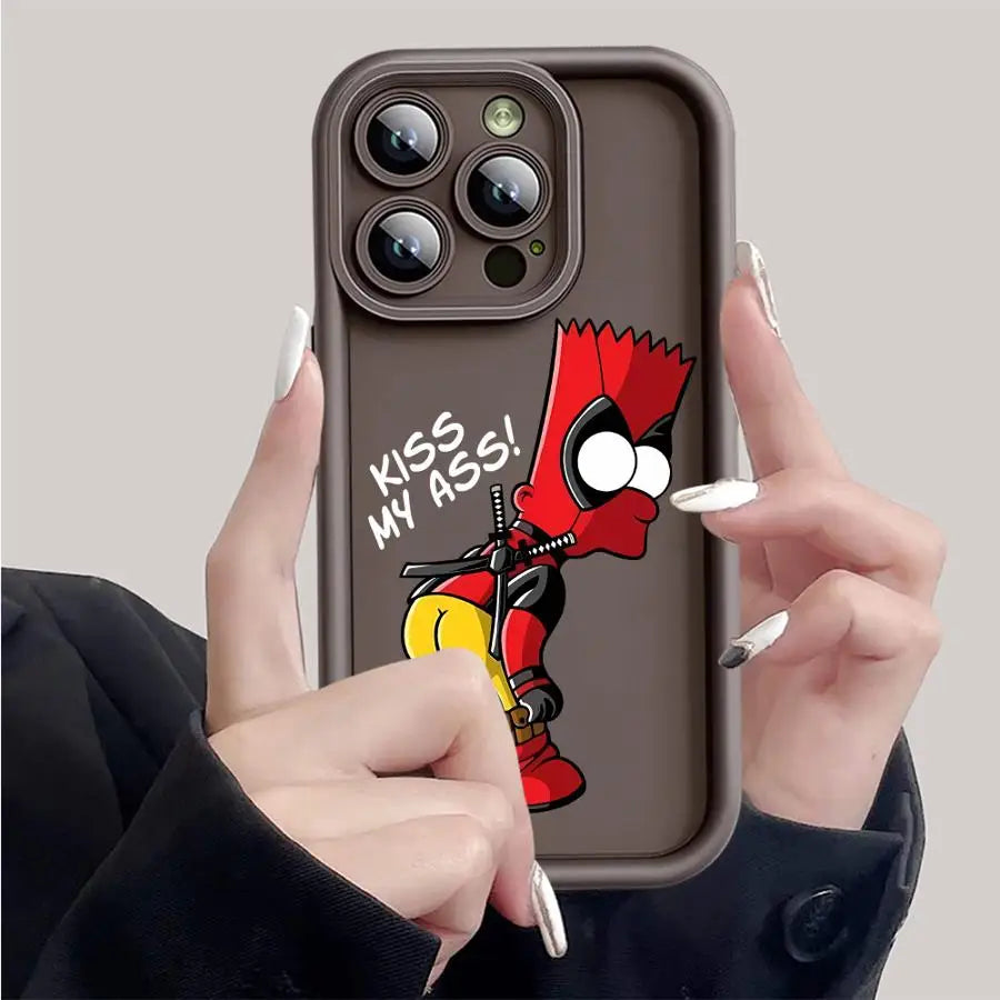 Funny Cartoon SimpsonS Phone Case for iPhone 15ProMax 13 Mini 12 Pro 16 11 Pro SE XS Max 8 7 XR 14 Plus Soft Cover Luxury