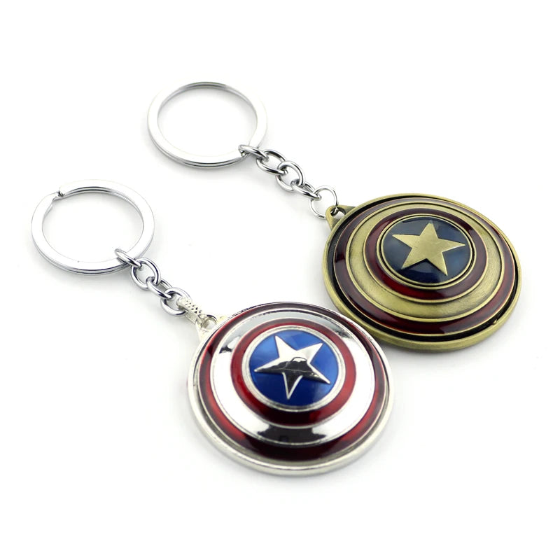 Marvel Captain America Shield Keychain Fun Rotate Relieve Anxiety Toy Keyring Avengers Car Bag Key Holder