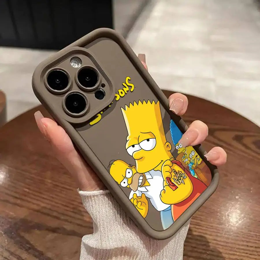 Funny Cartoon SimpsonS Phone Case for iPhone 15ProMax 13 Mini 12 Pro 16 11 Pro SE XS Max 8 7 XR 14 Plus Soft Cover Luxury