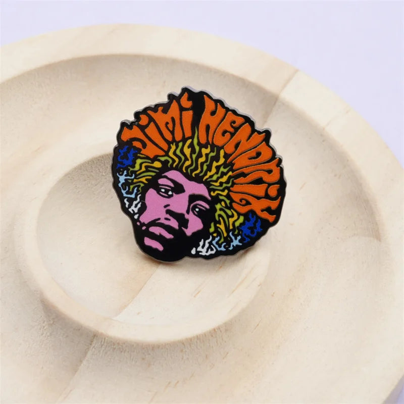 Rock Singer Jimi Hendrix Badge Great Electric Guitarist Lapel Pin Hip Hop Punk Jewelry Fan Collection