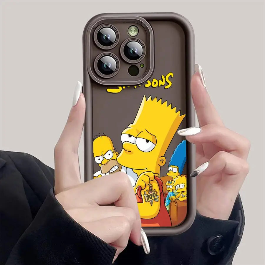 Funny Cartoon SimpsonS Phone Case for iPhone 15ProMax 13 Mini 12 Pro 16 11 Pro SE XS Max 8 7 XR 14 Plus Soft Cover Luxury