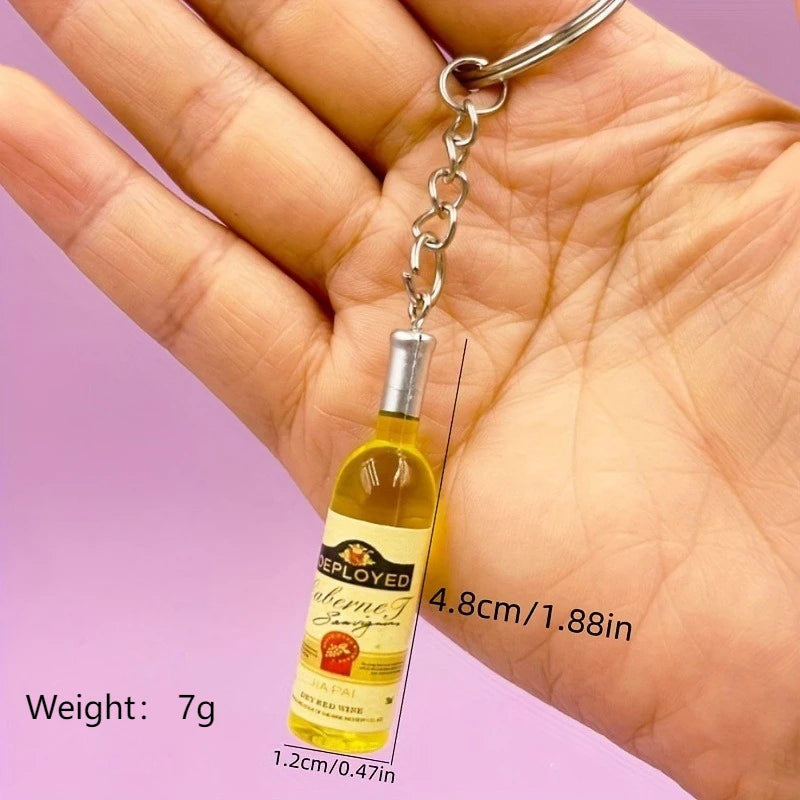 1PC Trendy Acrylic Simulated Wine Bottle Keychain for Man with Cool Charm, Decorative Accessory for Keys,Bags & Backpacks Gift