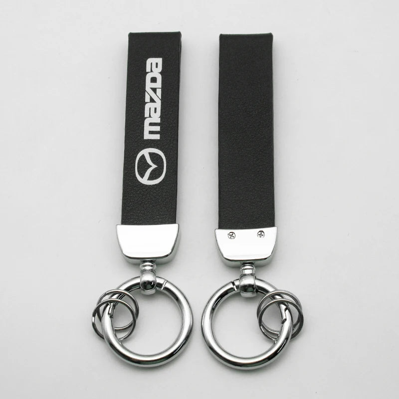 Key Chain 3D Metal+Leather Car Emblem Keyring For Mazda 3 2 6 Atenza Axela Demio CX3 CX4 CX5 CX6 MP MS RX8 CX30 MX3 MX5 BK