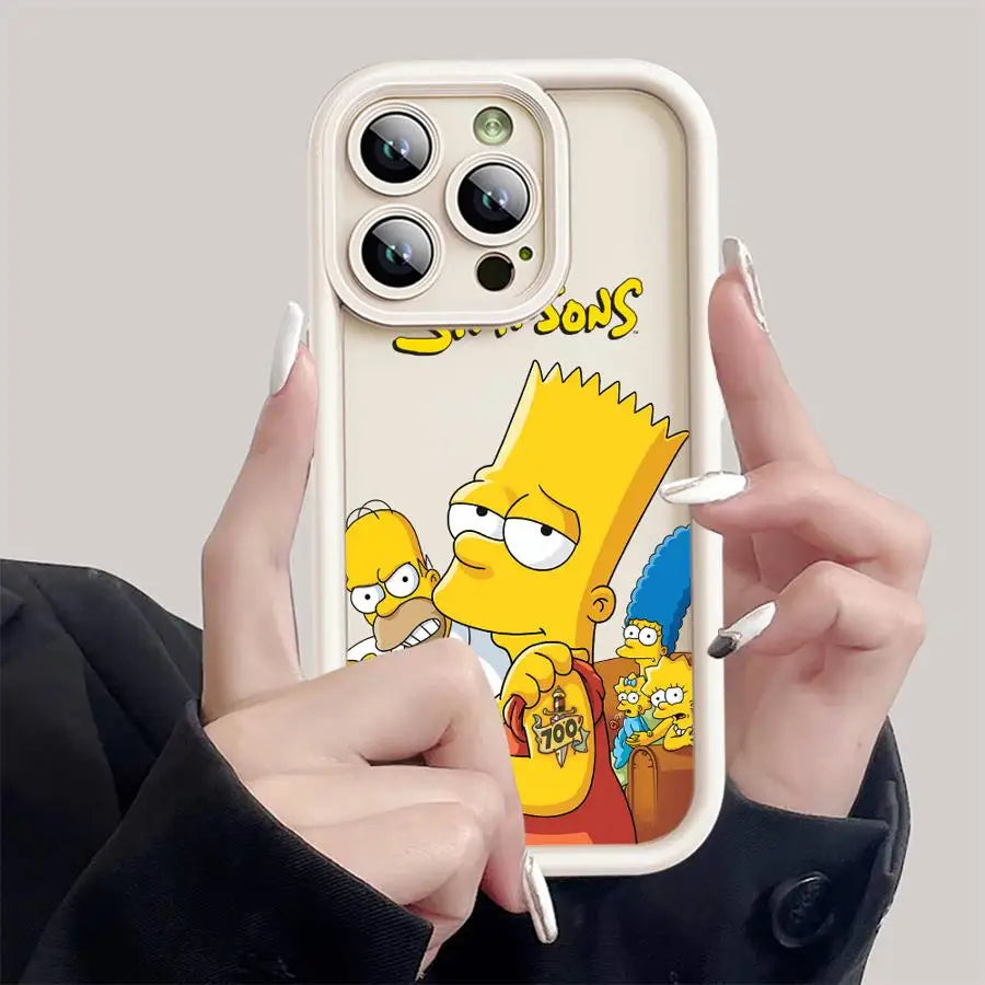 Funny Cartoon SimpsonS Phone Case for iPhone 15ProMax 13 Mini 12 Pro 16 11 Pro SE XS Max 8 7 XR 14 Plus Soft Cover Luxury