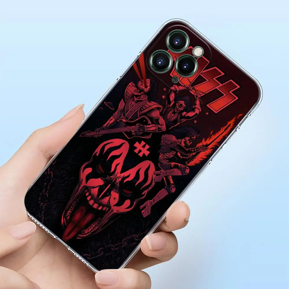 Classics Kiss Rock Band Clear Phone Case For iPhone 15 14 13 12 11 Pro Max Mini Cases iPhone 7 14 15 Plus XS Soft Silicone Cover