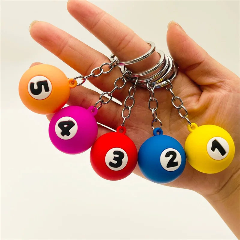 PVC Billiard Keychain Fashion Cute Cartoon Colorful Bag Key Chain Keyring Ornament Bag Purse Charm Accessories Easter Gifts