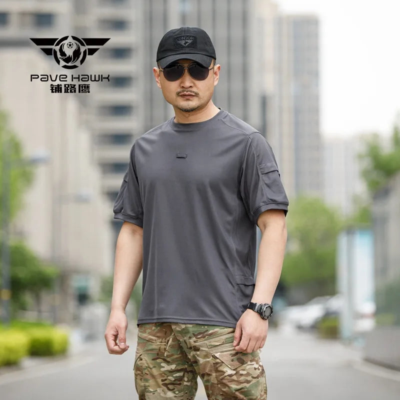 Men's Army Tactical T-shirt Military Training Quick-drying Breathable Short Sleeves Summer Beach Sun Protection Casual T-shirt