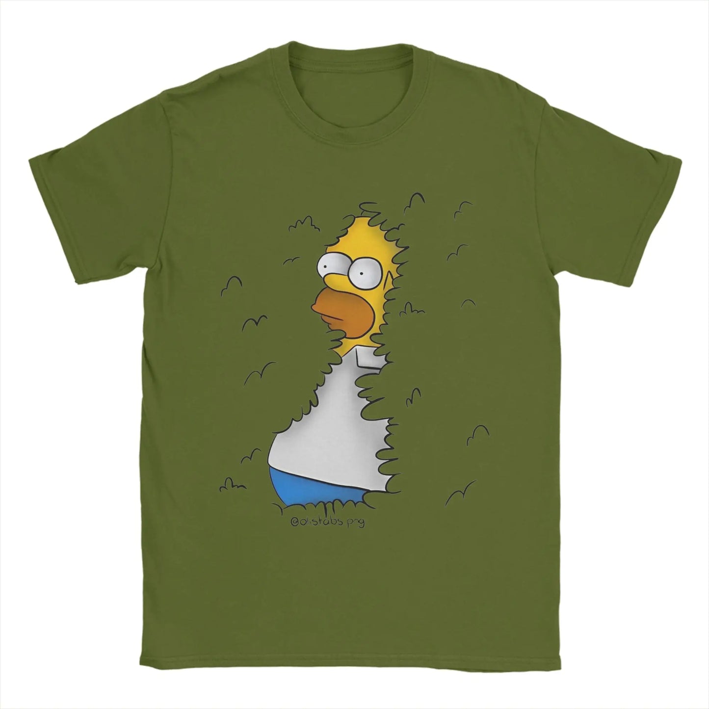 Men's T-Shirt Homer in the Bushes Simpsons Vintage Cotton Tee Shirt Short Sleeve  T Shirts O Neck Clothes New Arrival