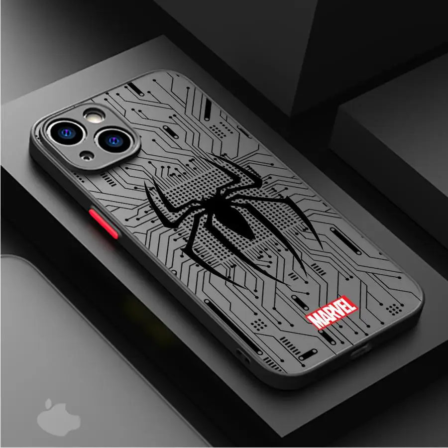 Marvel Hero Logo Phone Case for iPhone 16 11 Pro 13 Mini 7 8 Plus XS Max SE XR 14 Pro 15ProMax 12 Luxury Matte Cover