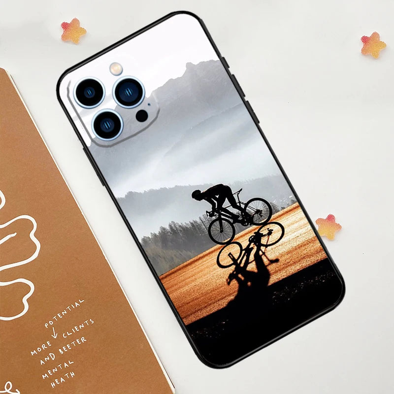 Cycling Bike Phone Case For iPhone 15 16 14 13 12 11 Pro Max Mini Plus XS X XR Back Cover