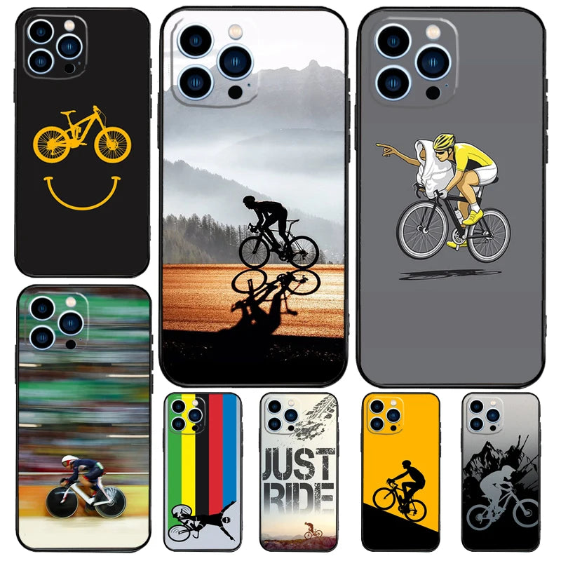 Cycling Bike Phone Case For iPhone 15 16 14 13 12 11 Pro Max Mini Plus XS X XR Back Cover