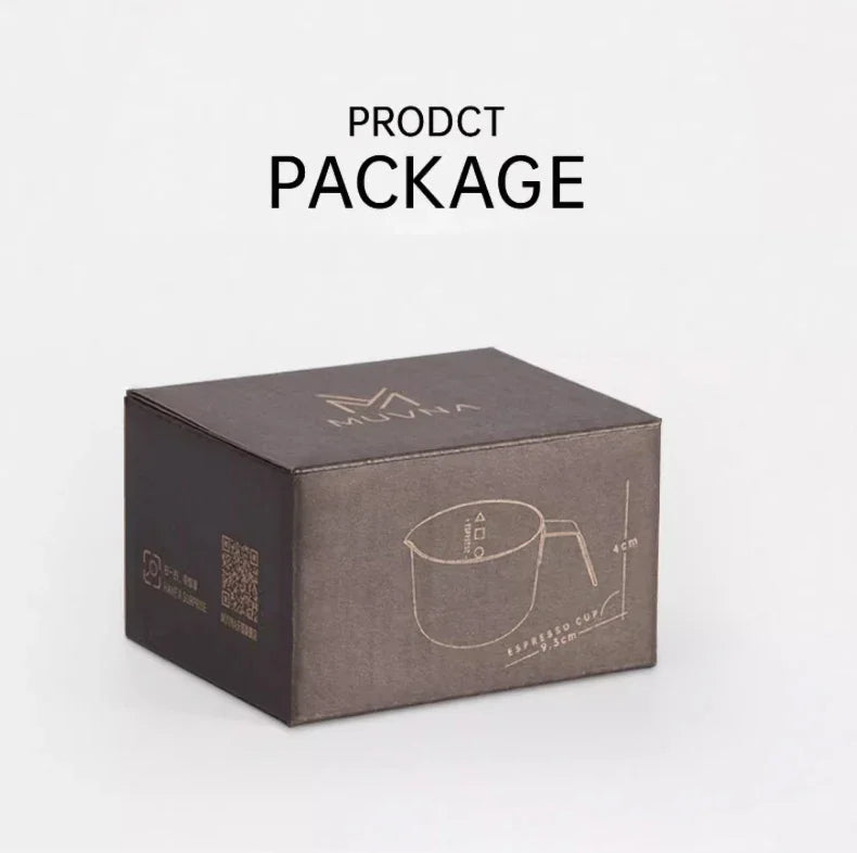 MUVNA Espresso Mug - Star Rain, 100ml Stainless Steel Coffee cup with Scale, Coffee Mugs with Handle, Colourful, Black & White