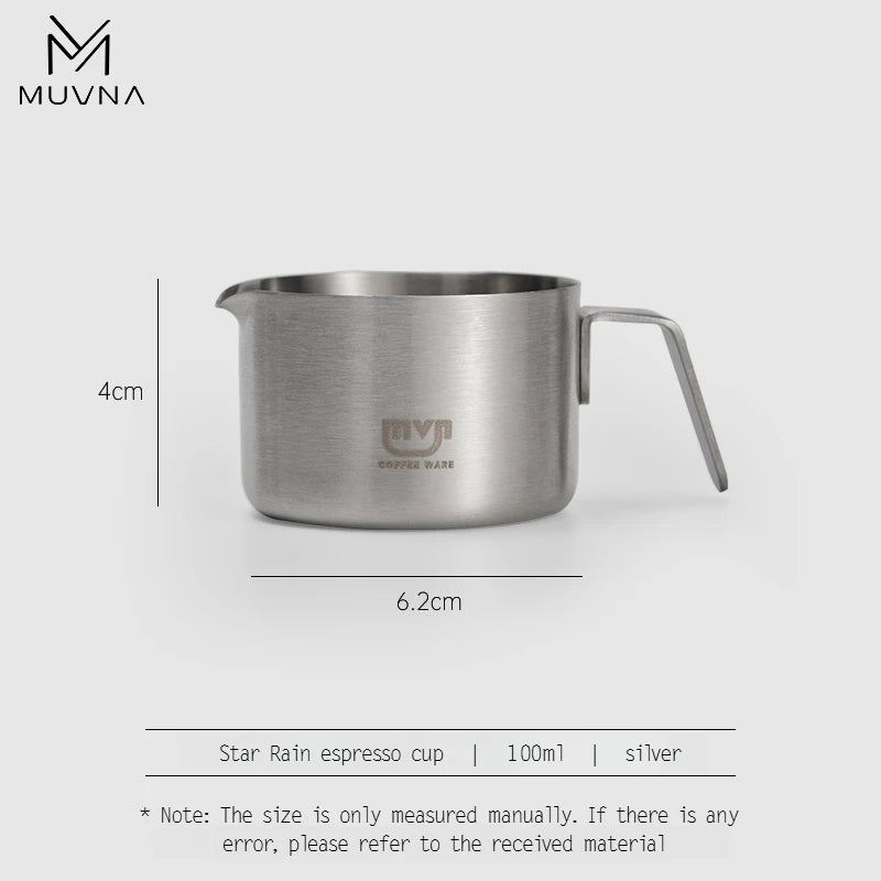 MUVNA Espresso Mug - Star Rain, 100ml Stainless Steel Coffee cup with Scale, Coffee Mugs with Handle, Colourful, Black & White