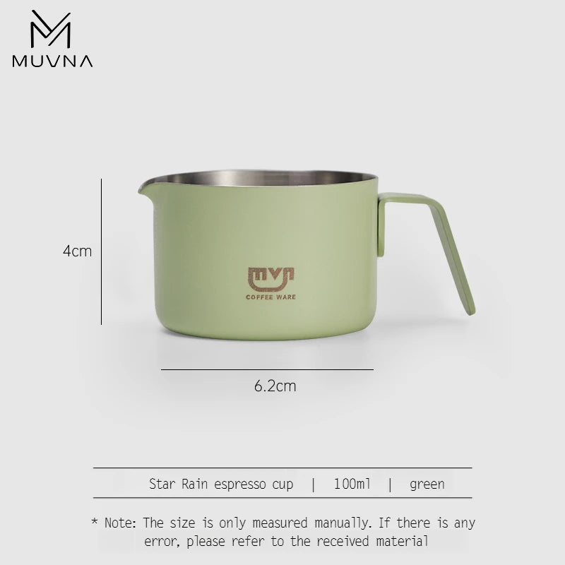 MUVNA Espresso Mug - Star Rain, 100ml Stainless Steel Coffee cup with Scale, Coffee Mugs with Handle, Colourful, Black & White