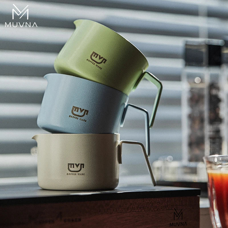 MUVNA Espresso Mug - Star Rain, 100ml Stainless Steel Coffee cup with Scale, Coffee Mugs with Handle, Colourful, Black & White