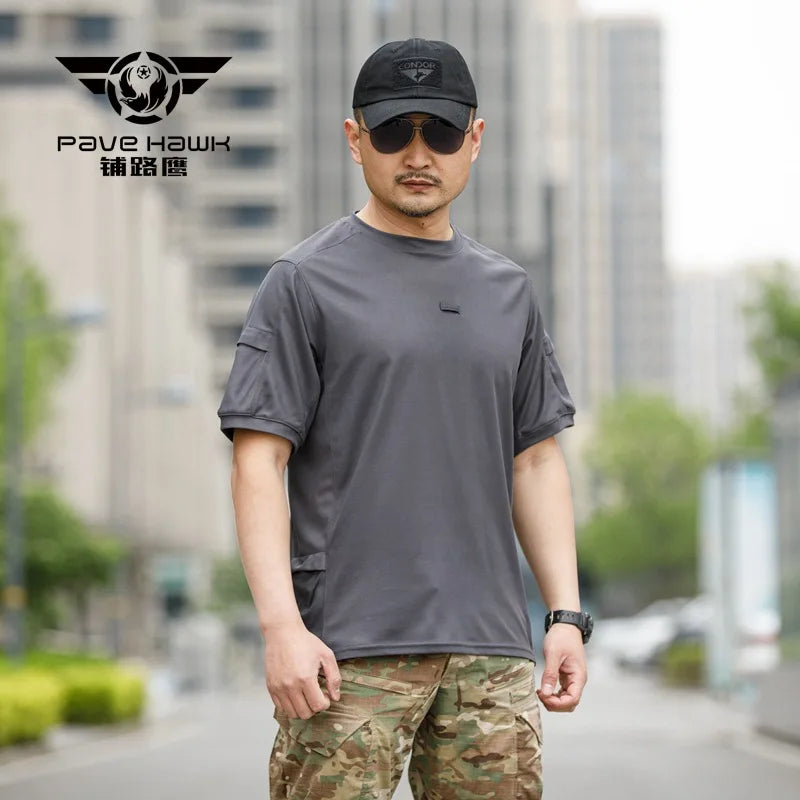 Men's Army Tactical T-shirt Military Training Quick-drying Breathable Short Sleeves Summer Beach Sun Protection Casual T-shirt