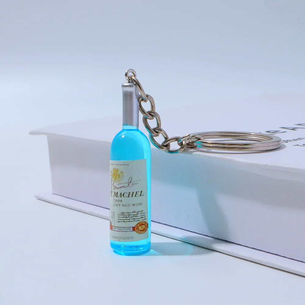 1PC Trendy Acrylic Simulated Wine Bottle Keychain for Man with Cool Charm, Decorative Accessory for Keys,Bags & Backpacks Gift