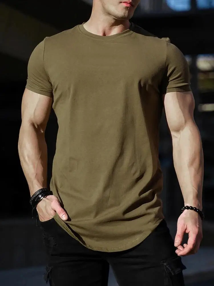 Muscle fitness T-shirts, sports training T-shirts, high-quality cotton T-shirts for men, fitness and sports T-shirts