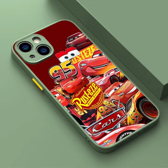 Lightning McQueen Car Phone Case for iPhone 16 Pro 11 12 Mini 13 14 Pro 15 Pro Max 7 8 Plus XS Soft Edge Matte Shell