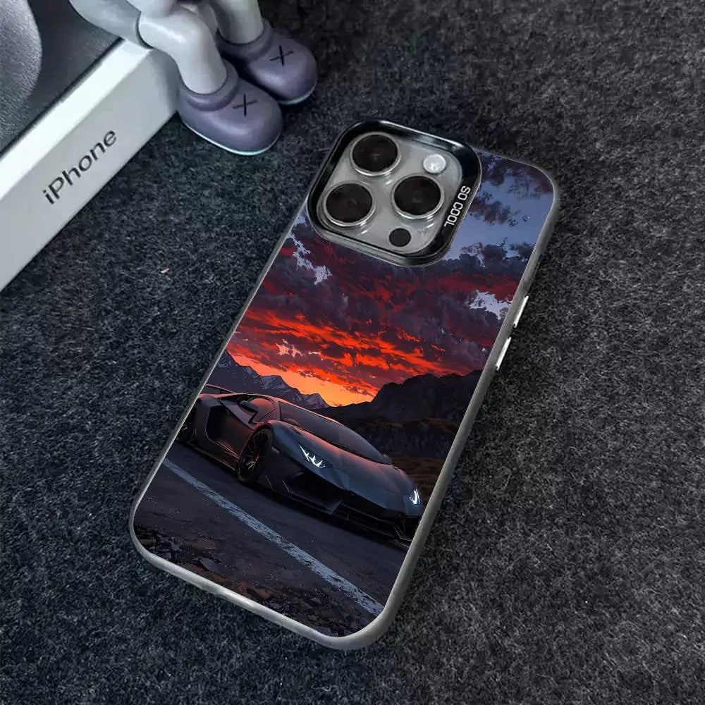 1PC Artistic Luxury Cars Phone Case For IPhone 17 17Air 16 15 14 13 12 11 Pro Max Plus Colorful Silver