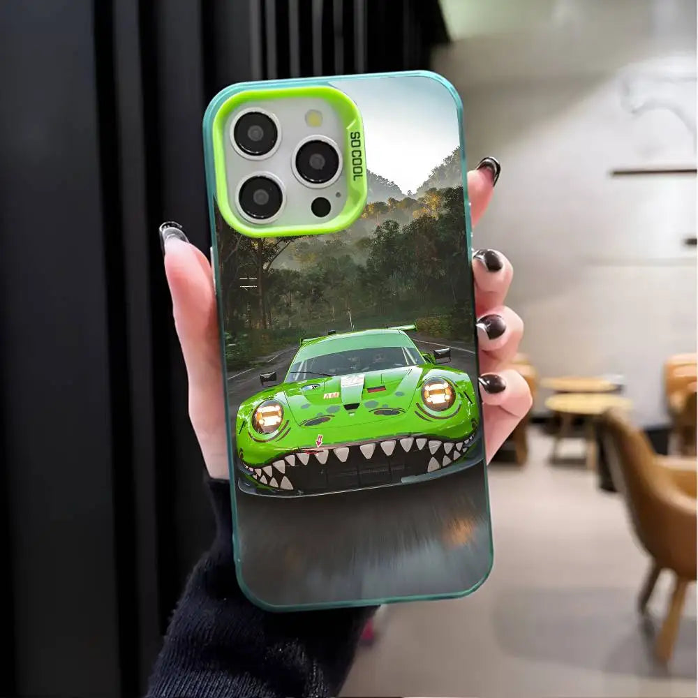 1PC Artistic Luxury Cars Phone Case For IPhone 17 17Air 16 15 14 13 12 11 Pro Max Plus Colorful Silver