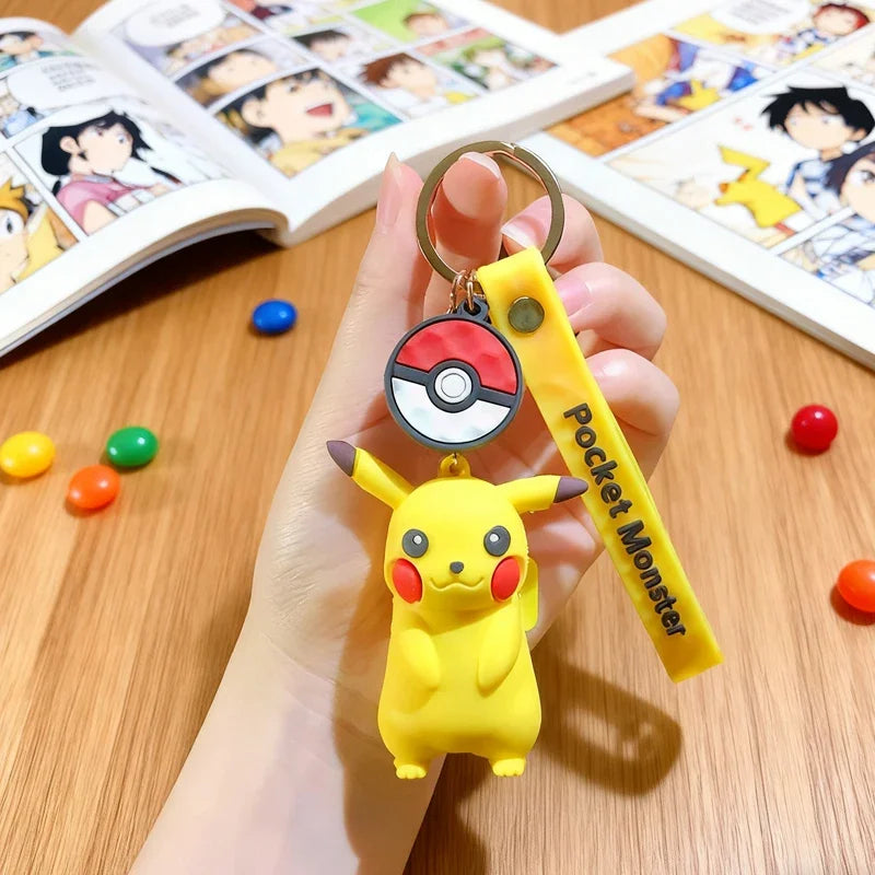 New Pokemon Pikachu Keychain Anime* Cartoon Key Chain Charmander Psyduck* Fashion Keyring Pendant Accessories Toys Kids Gifts*