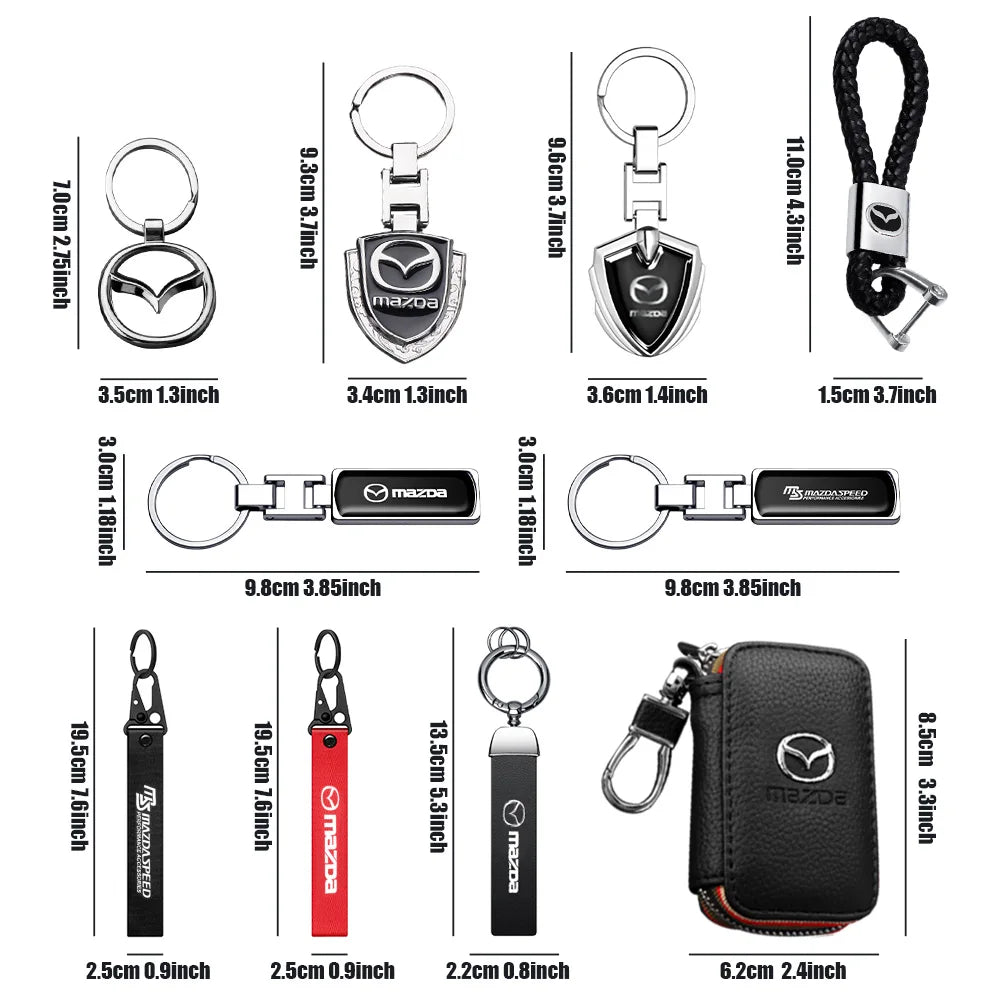 1Pc Car Key Holder KeyRing Leather Keychain With Logo Accessories For Mazda 2 3 MS 6 CX 5 Artzma 6 Axela MX30 CX-8 Miata Demio 7