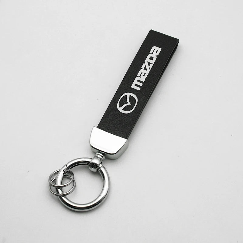Key Chain 3D Metal+Leather Car Emblem Keyring For Mazda 3 2 6 Atenza Axela Demio CX3 CX4 CX5 CX6 MP MS RX8 CX30 MX3 MX5 BK