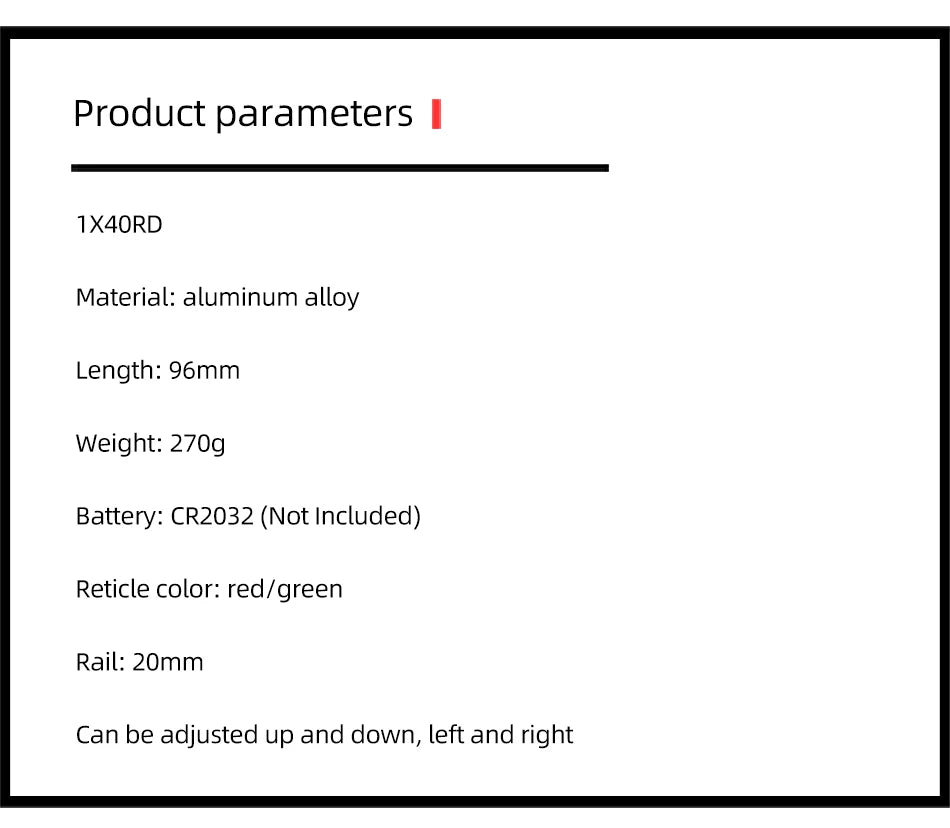 1x40 Riflescope Tactical Red Dot Scope Sight Hunting Holographic Green Dot Sight With 11mm 20mm Rail Mount Collimator Sight