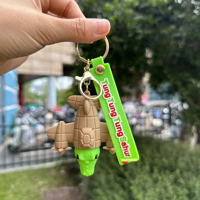 Tungtung Sahur Brainrot Figurine Keychains Shark Tralalero Tralala Plush Keychain Ballerina Cappuccino Brr Patapim Keyrings Deco