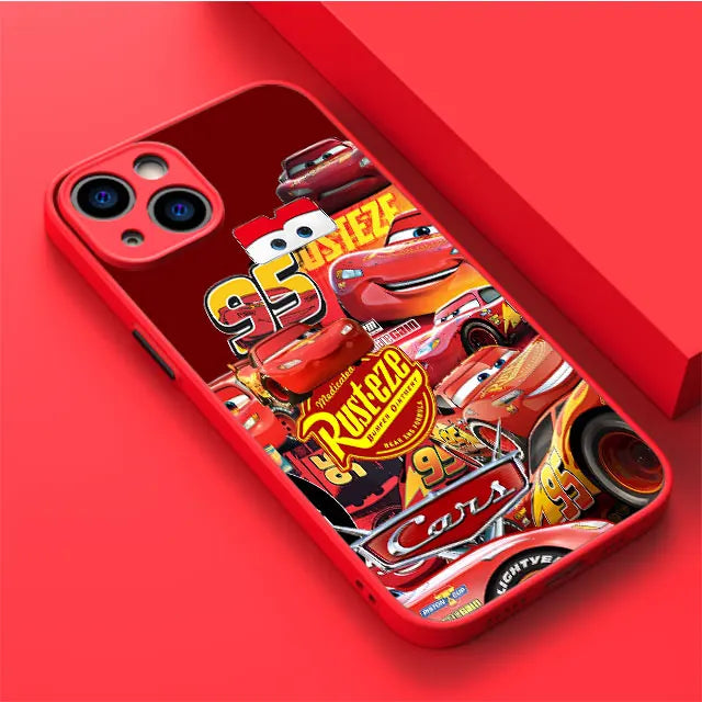 Lightning McQueen Car Phone Case for iPhone 16 Pro 11 12 Mini 13 14 Pro 15 Pro Max 7 8 Plus XS Soft Edge Matte Shell