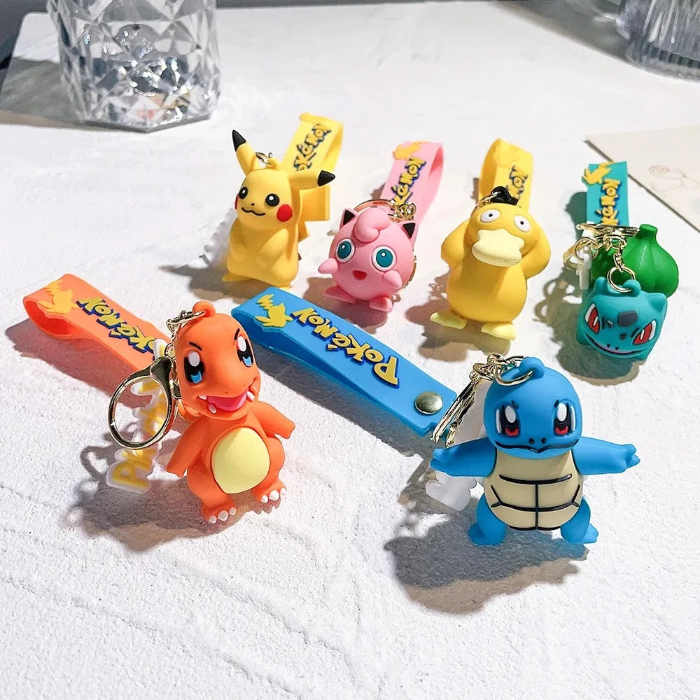New Pokemon Pikachu Keychain Anime* Cartoon Key Chain Charmander Psyduck* Fashion Keyring Pendant Accessories Toys Kids Gifts*
