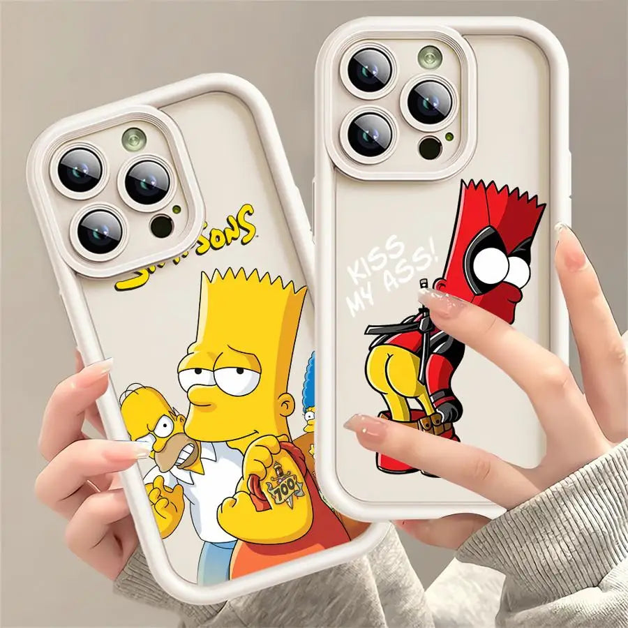 Funny Cartoon SimpsonS Phone Case for iPhone 15ProMax 13 Mini 12 Pro 16 11 Pro SE XS Max 8 7 XR 14 Plus Soft Cover Luxury