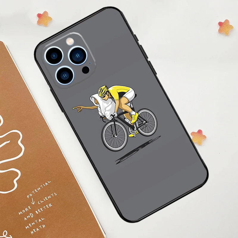 Cycling Bike Phone Case For iPhone 15 16 14 13 12 11 Pro Max Mini Plus XS X XR Back Cover