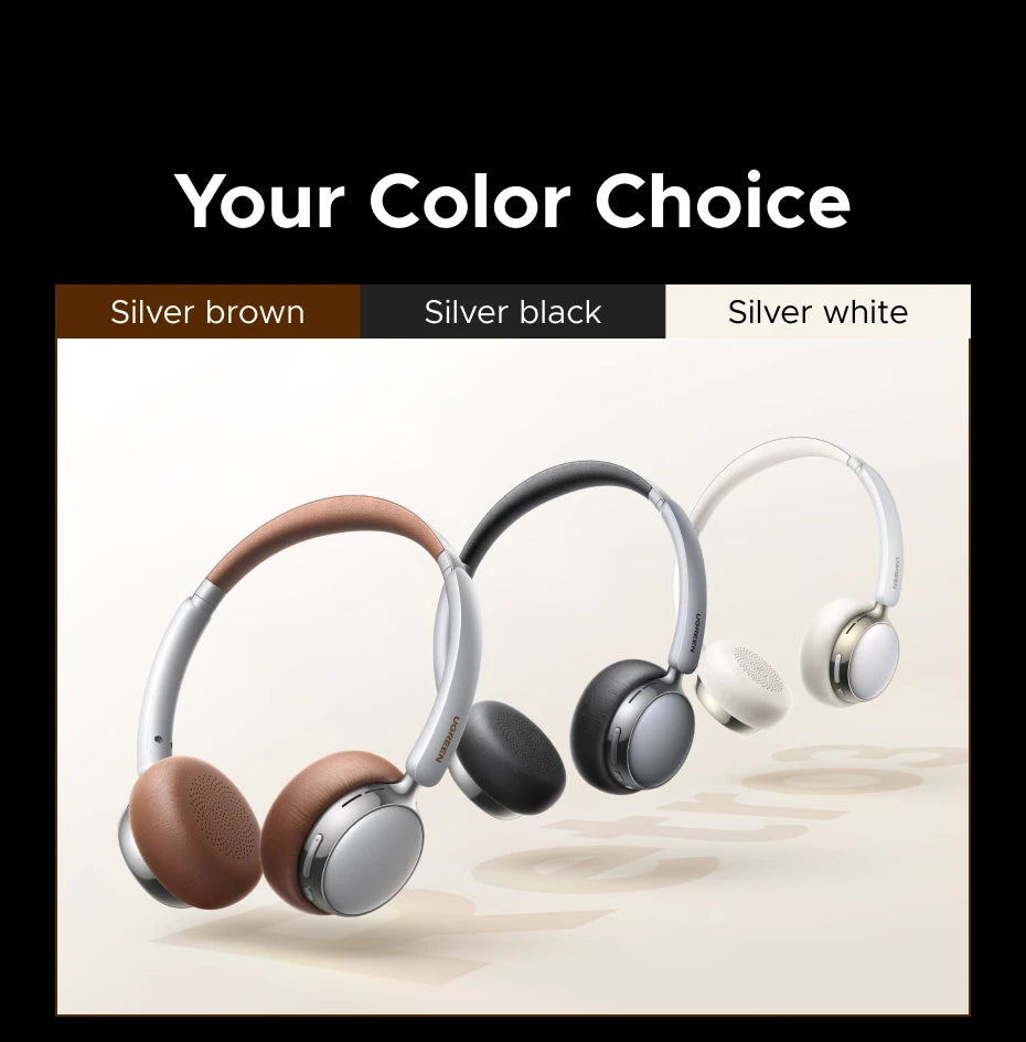 UGREEN ANC Wireless Headphones, Active Noise Cancelling, Premium On-Ear Bluetooth Headset, Customizable Sound,Cloud Foam Comfort